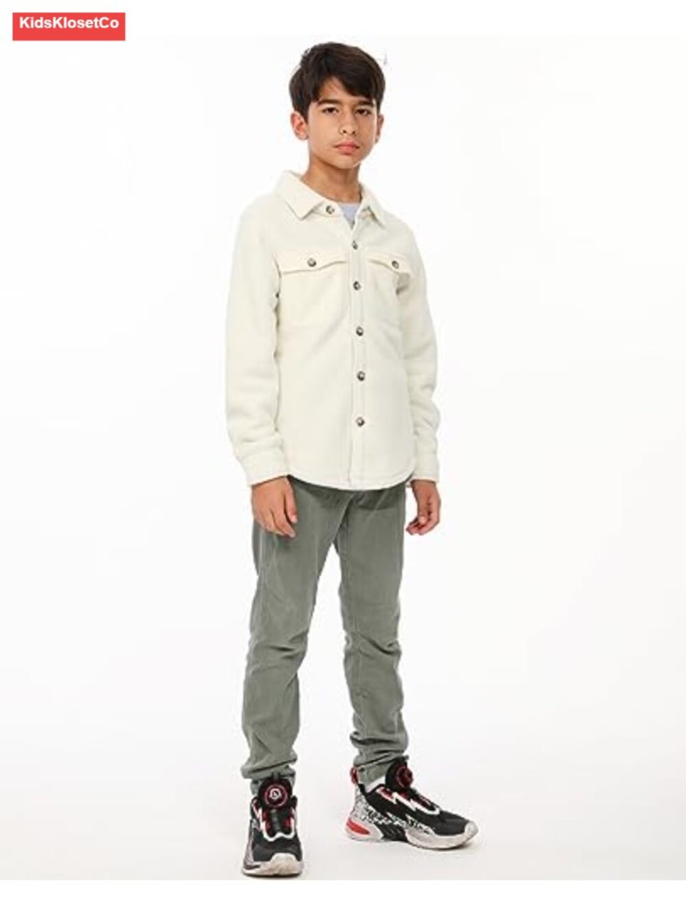 Kids Plaid Sherpa Lined Button Down Shirt Jacket Warm Fleece - Picture 6 of 6
